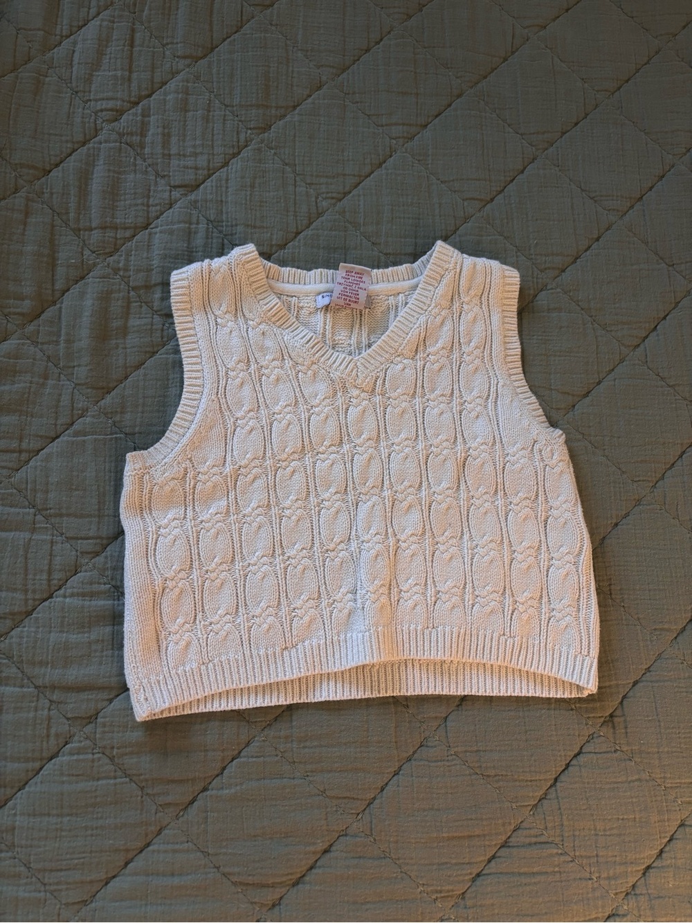 Sincerely Jules Cream Cable Knit V-Neck Sweater Vest